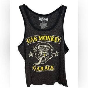 Gas Monkey Garage Charcoal & Yellow Tooth Monkey Woman’s Tank Top, Size Small